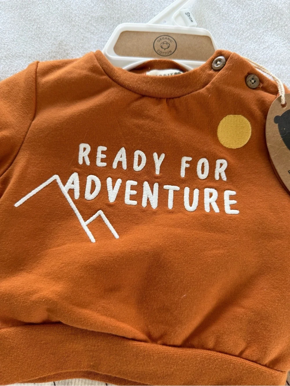 Rabbit‎ Bear Organic Kids Jogger Set Terracotta w/ Mountain Print Bottoms 0-3 M